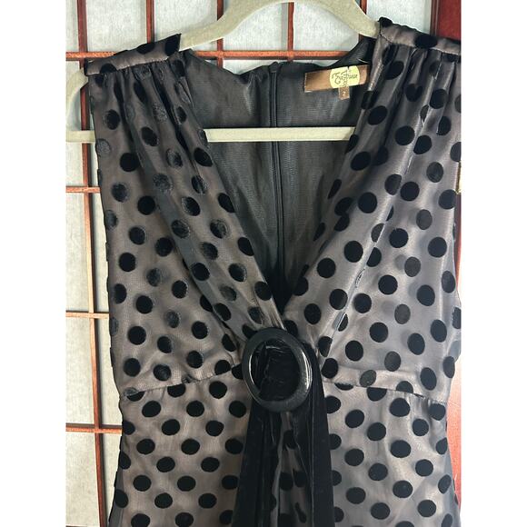 Anthropologie Eva Franco Black Velvet polka dot Women's formal dress size 2 - Picture 3 of 7